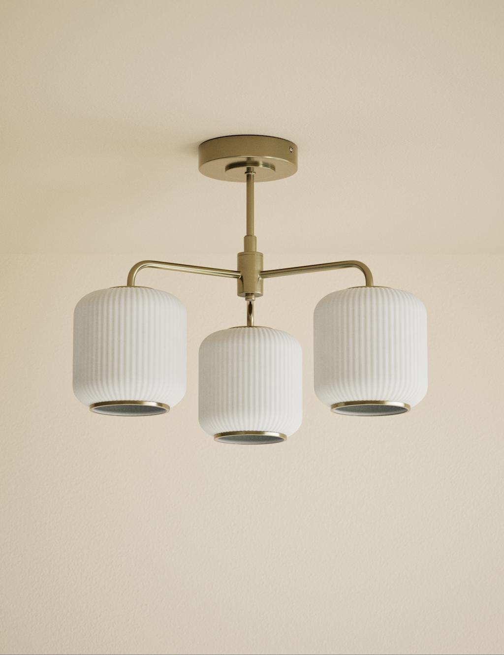 M&S Amelia Flush 3 Way Ceiling Light Antique Brass