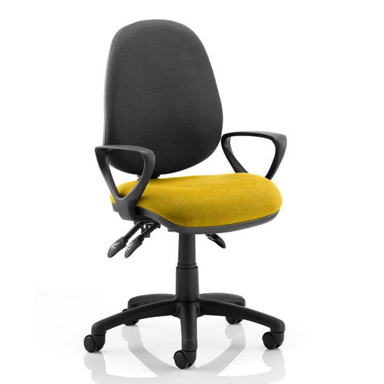 Luna III Office Chair With Senna Yellow Seat Loop Arms