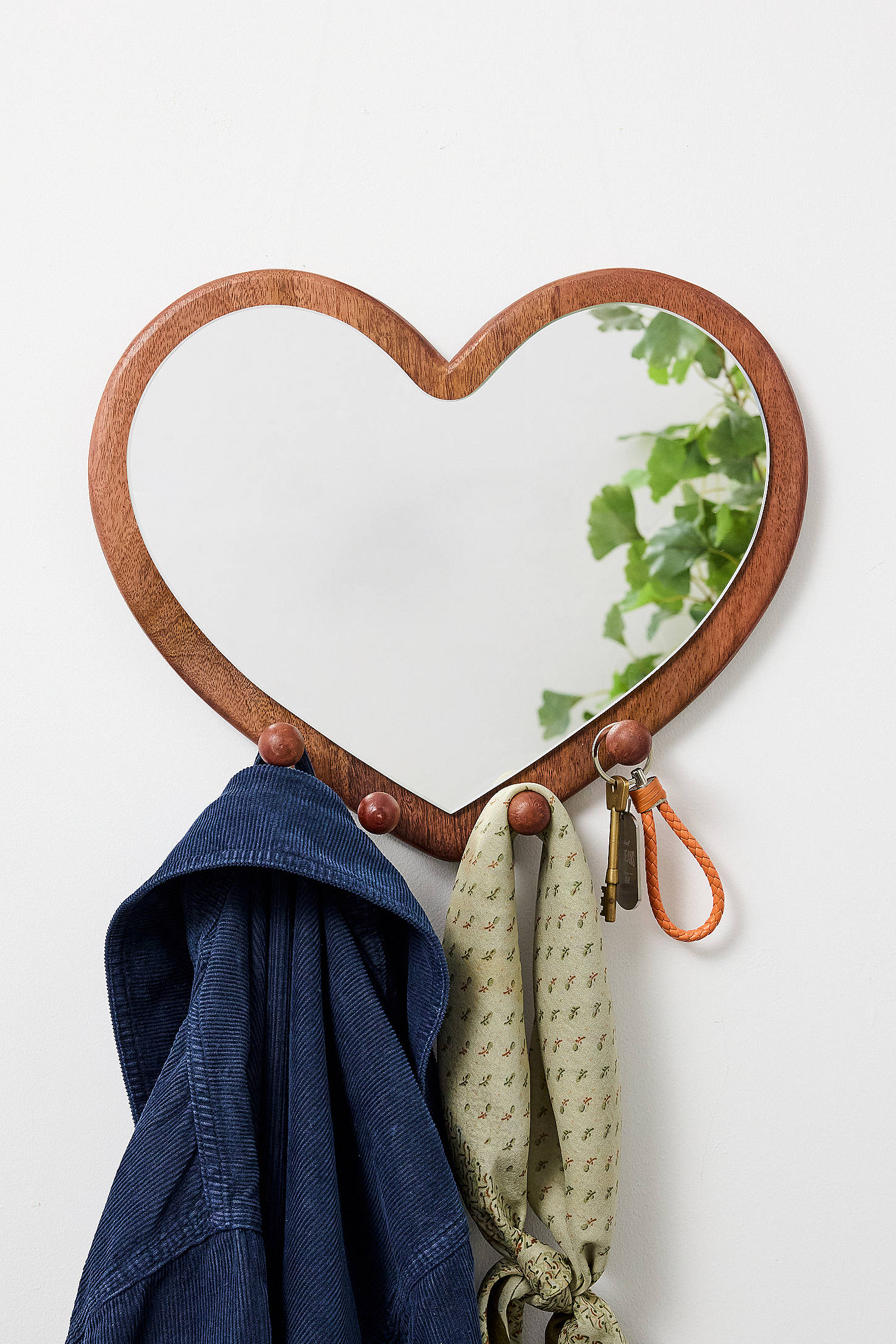 Heart Mirror Hook - Brown