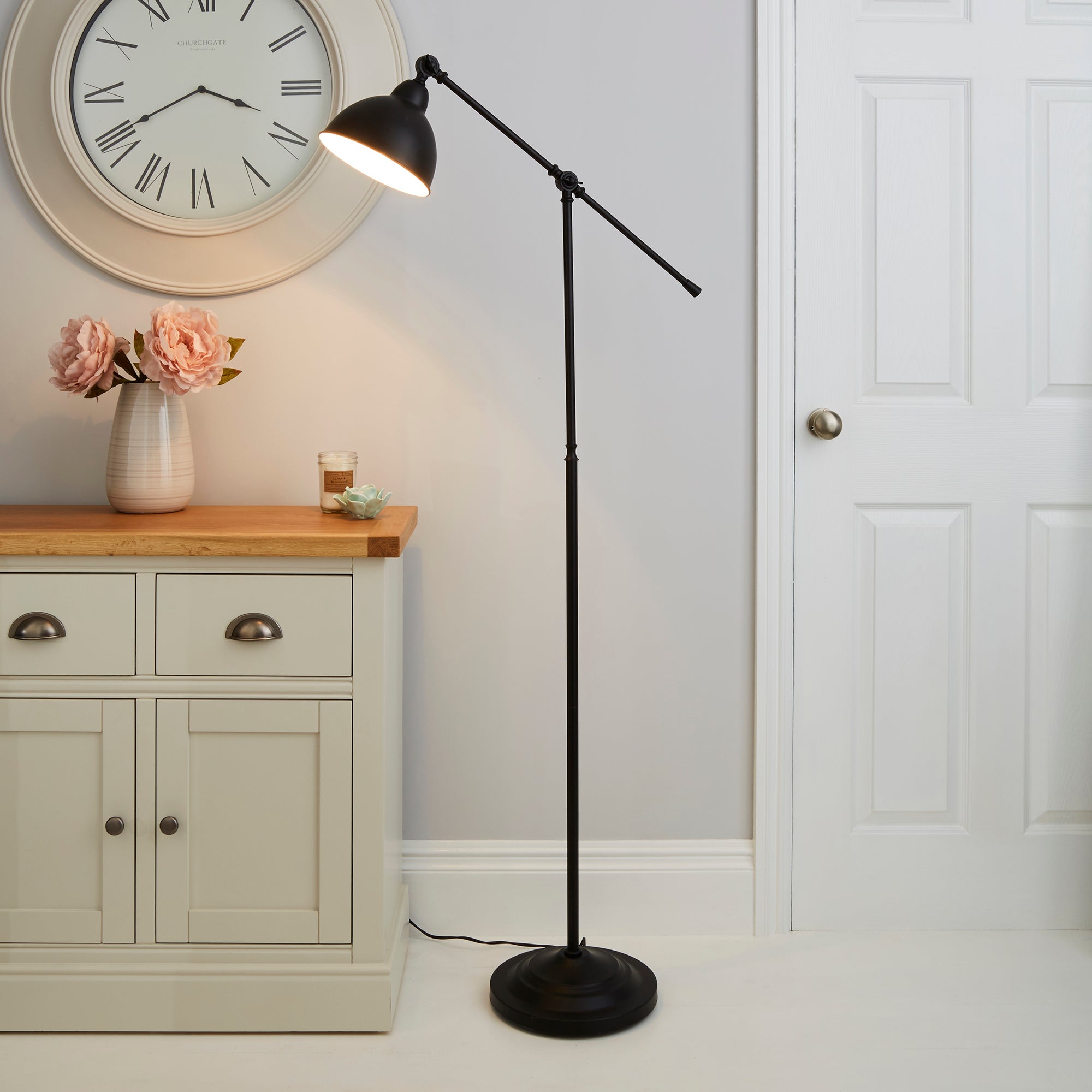 Lever Arm Black Floor Lamp Black