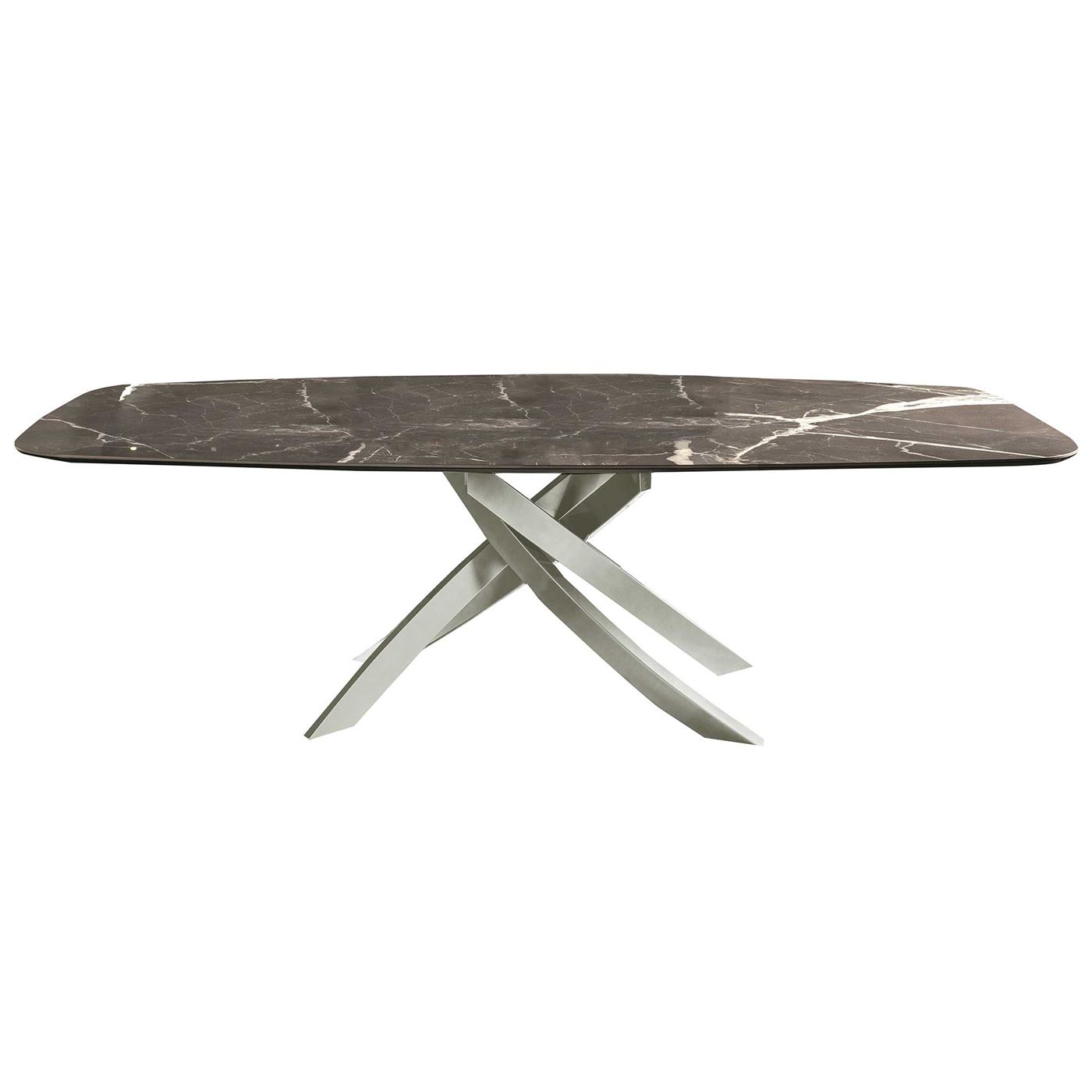 Bontempi Artisitico Dining Table, Marble grey white and light grey base