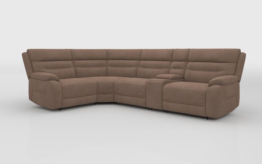 Beige Fabric Fenton 1 Corner 3 Sofa with Console