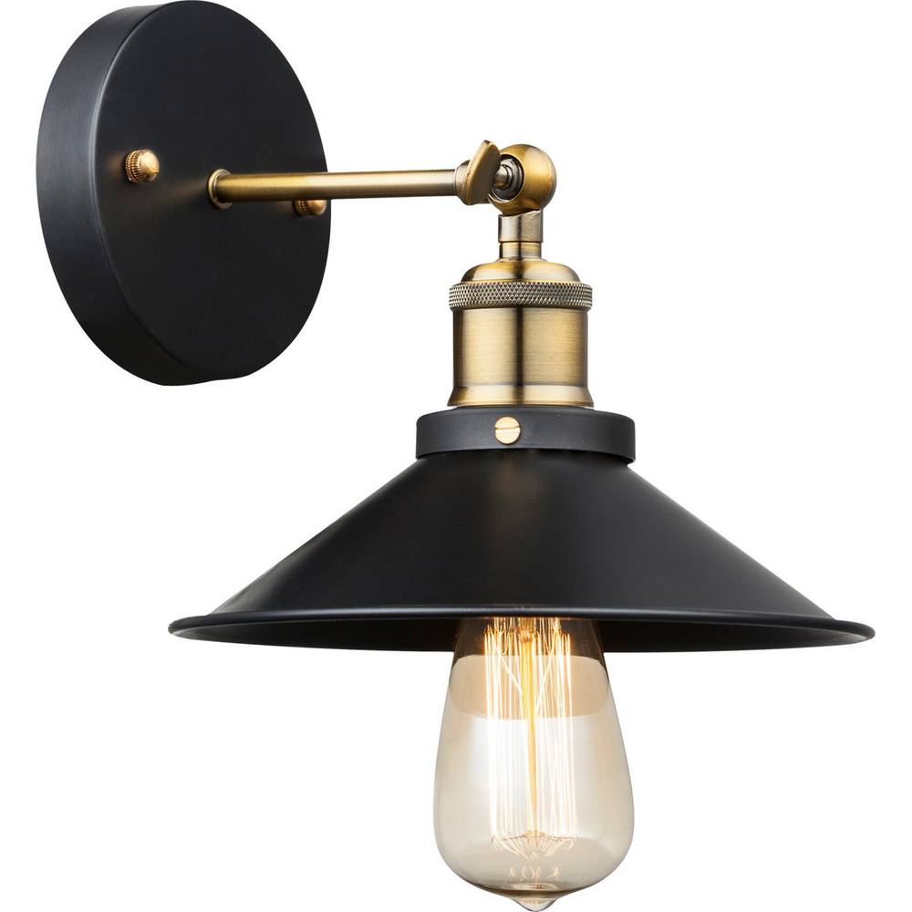 Netlighting Lenius Dome Wall Lamp BrassColoured 1x E27 in Black