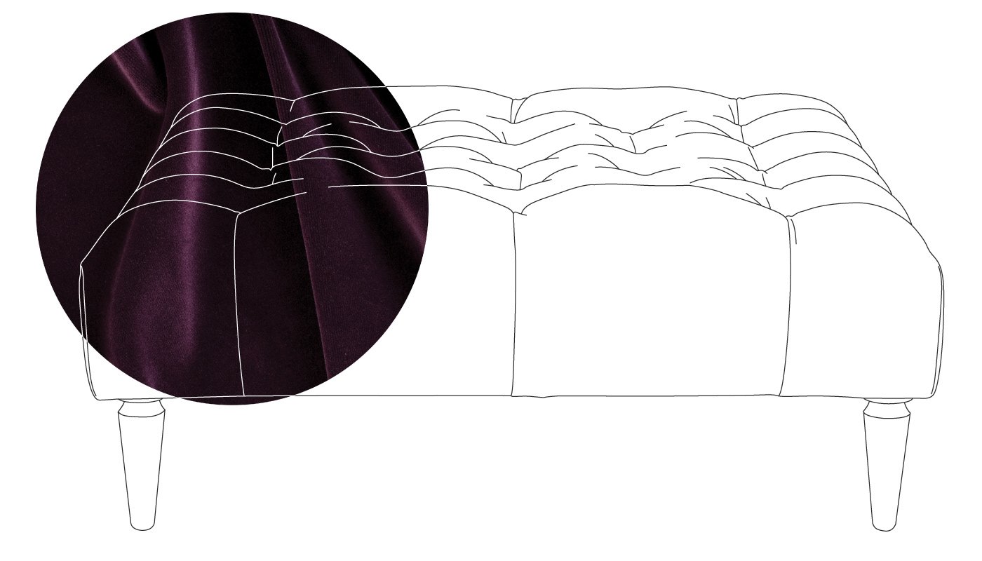 Heal's Balmoral Ottoman Velvet Grape Black Feet