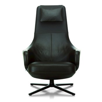 Vitra Repos Armchair Premium Leather Jade Powder Coated Base Glides for Hard