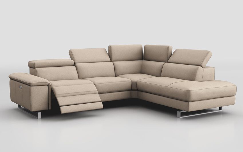 Brown Fabric Viserba 3 Corner 2 with Left Hand Facing Power Recliner, Right Hand Facing Chaise & Manual Head Tilt