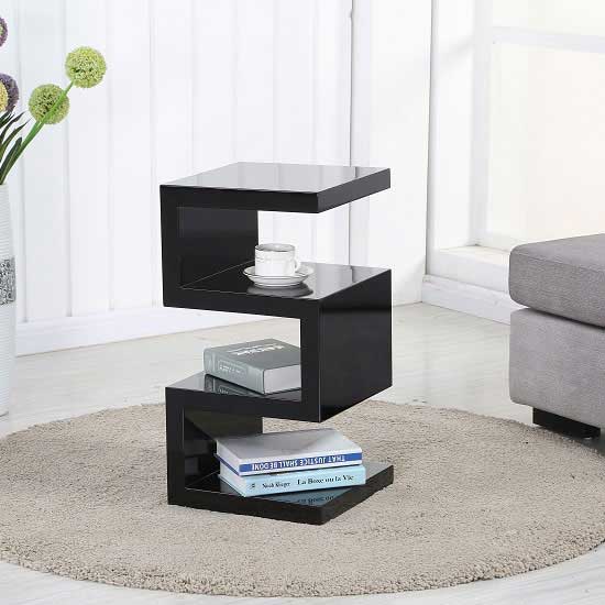 Trio Modern Side Table In Black High Gloss