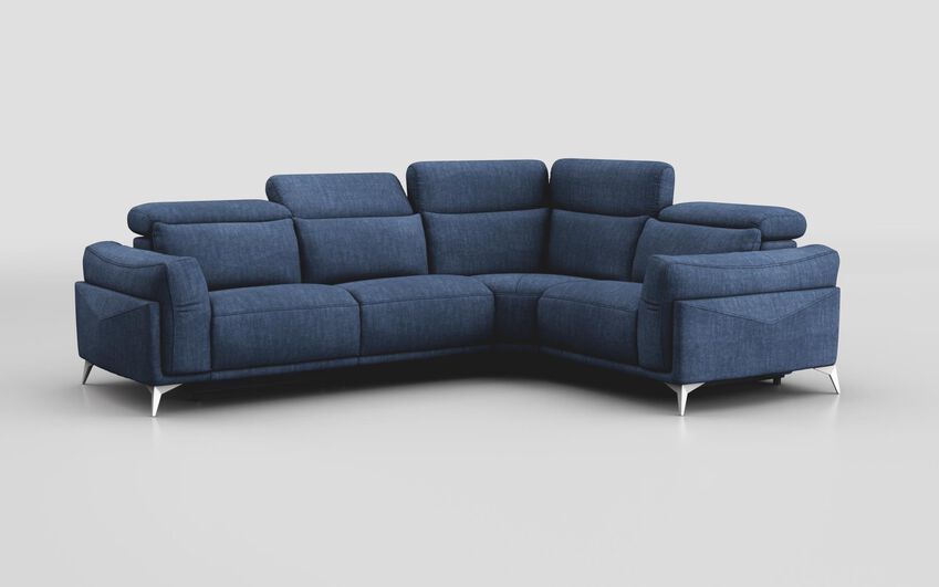Blue Fabric Gattolino 2 Corner 1 Static Sofa with Manual Head Tilt