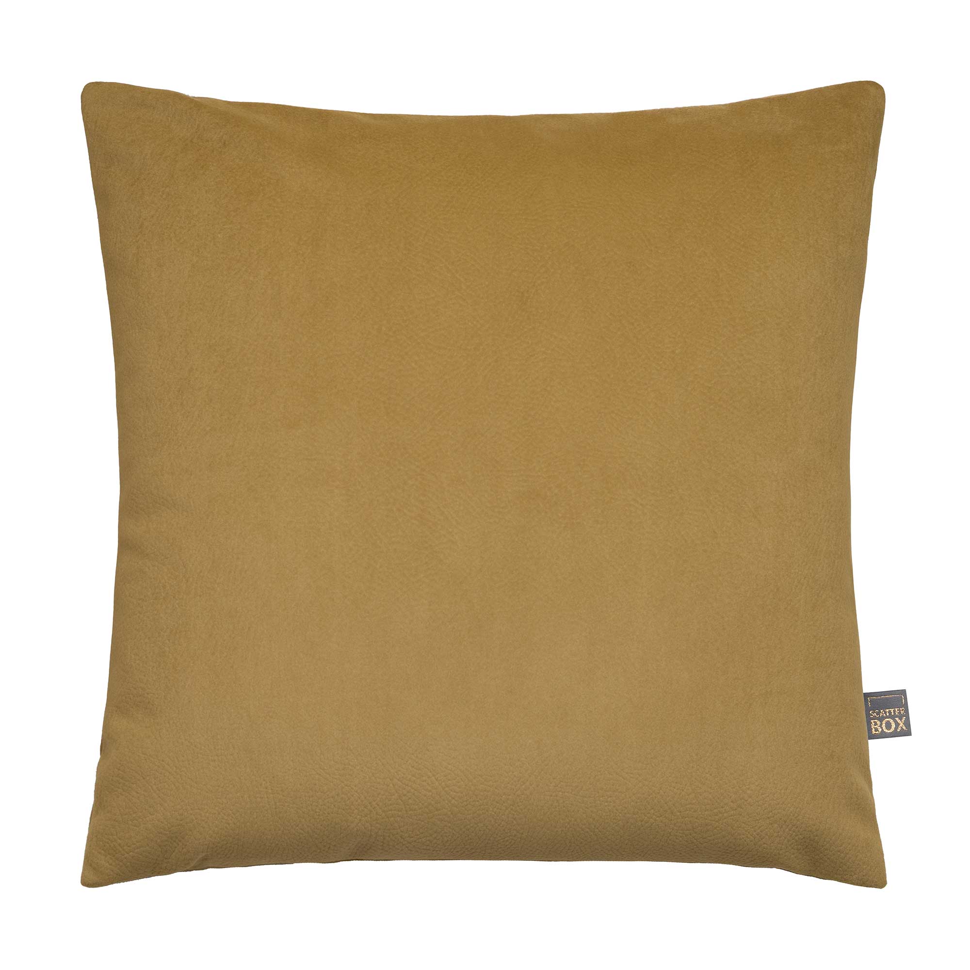 Mustard Faux Suede Cushion, Square, Yellow Polyester | Barker & Stonehouse