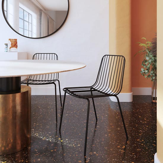 Caden Black Wired Design Dining Chairs In Pair