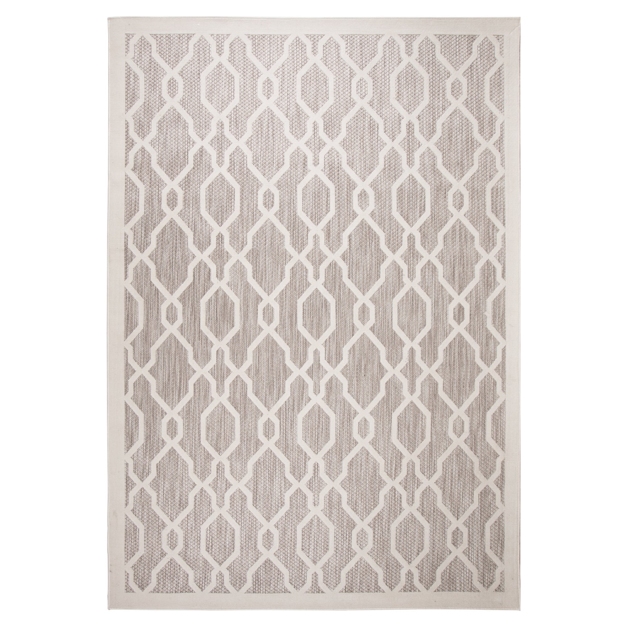 Mendoza Natural Geometric Indoor Outdoor Rug Brown and White
