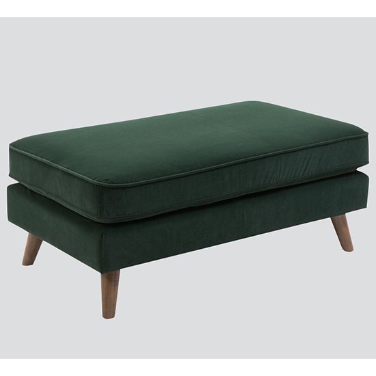 Zurich Velvet Upholstered Footstool In Green