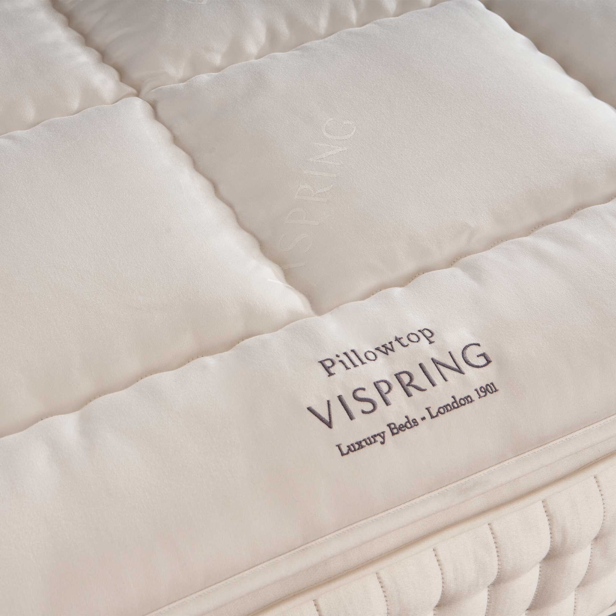 Vispring Pillowtop Double Size Mattress Topper 135X190cm, White | Barker & Stonehouse