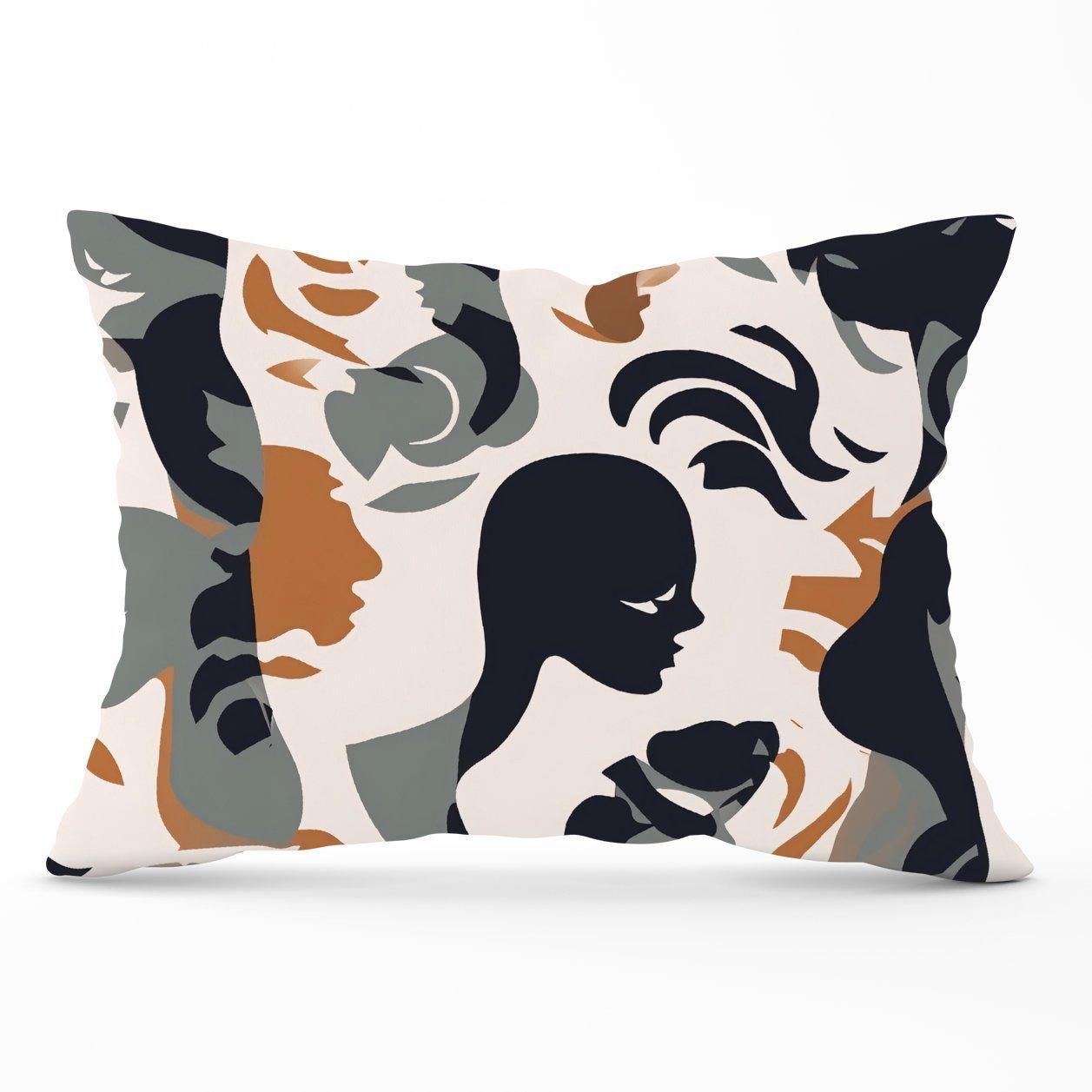 Warren Reed - Designer Abstract Grey Brown Silhouette Cushions