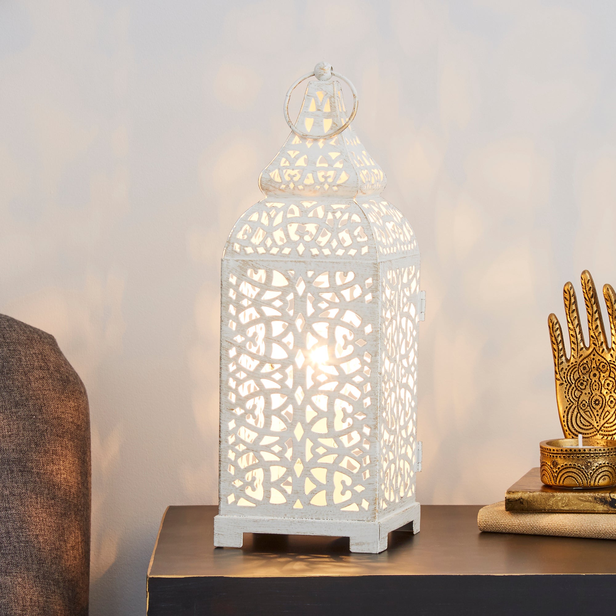 Moroccan Lantern Cream Table Lamp Cream