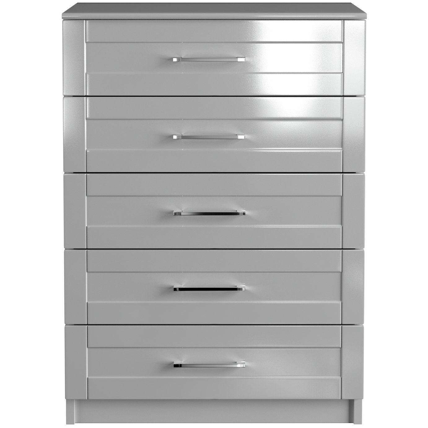 One Call Colby Gloss 5 Drawer Chest of Drawers - Grey