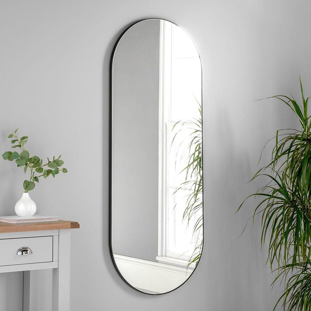 Yearn Mirrors Large Full Length Black Curved Mirror 150x60cm