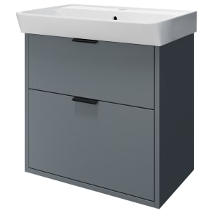 Wickes Nova Monument Grey Wall Hung Vanity Unit & Easton Basin - 635 x 600mm