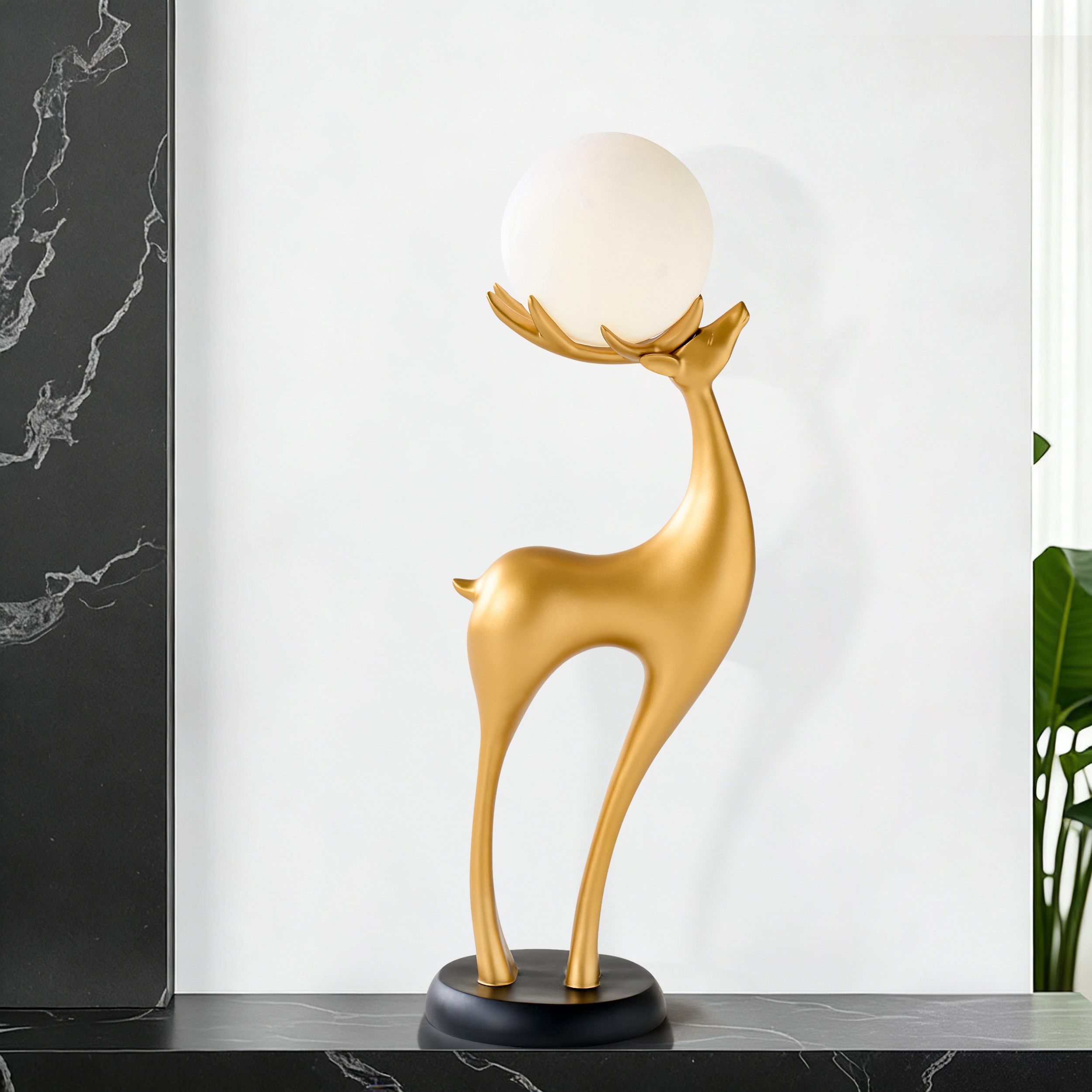 Modern Resin Deer Floor Lamp with Remote Control – 76cm Tall with Light-Up Ball
