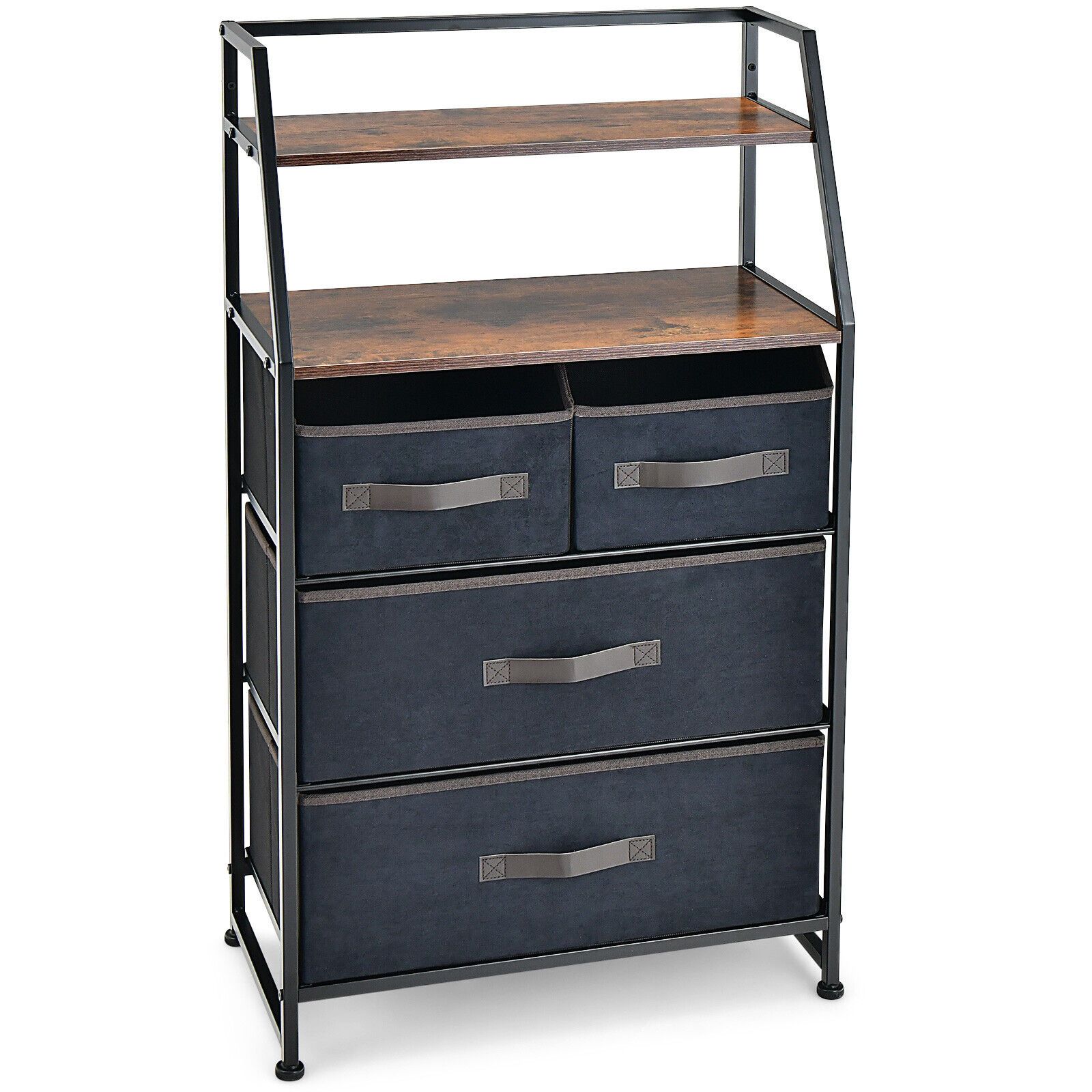 Costway Chest of Drawers Free Standing Floor Storage Dresser Large Bedroom Cabinet in Brown