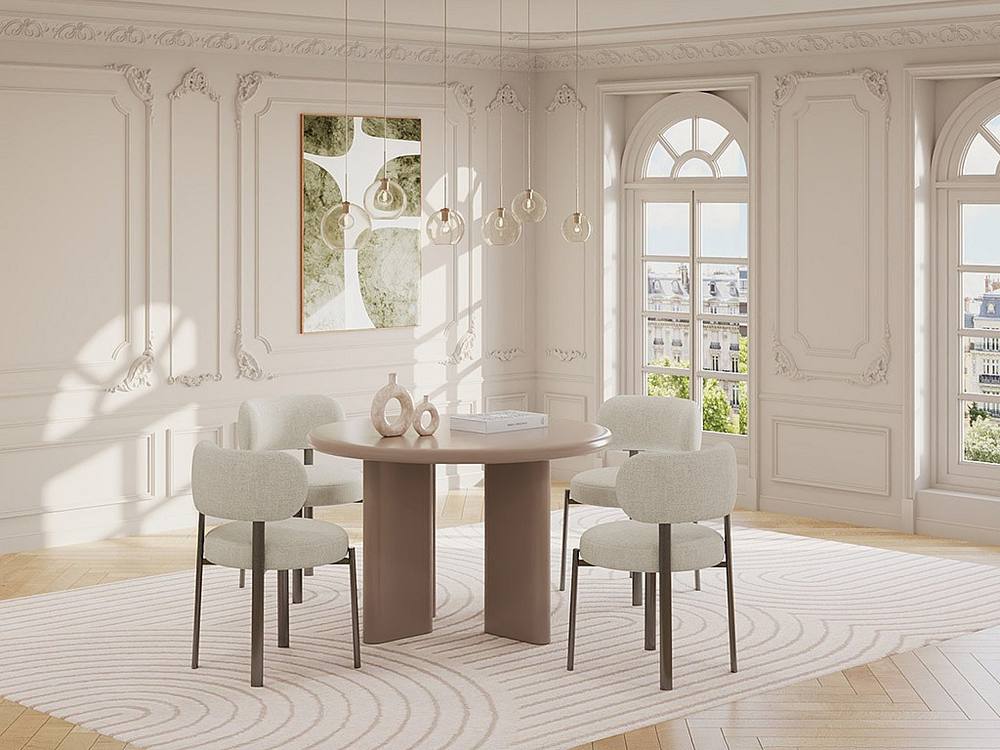 Vente-unique Round Dining Table for 4 Cm MDF - Brown - LUKAVO