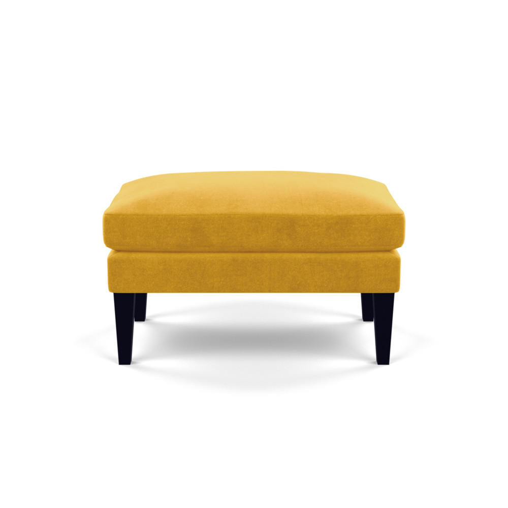 Heal's Wallis Ottoman Smart Luxe Velvet Canary Black Feet