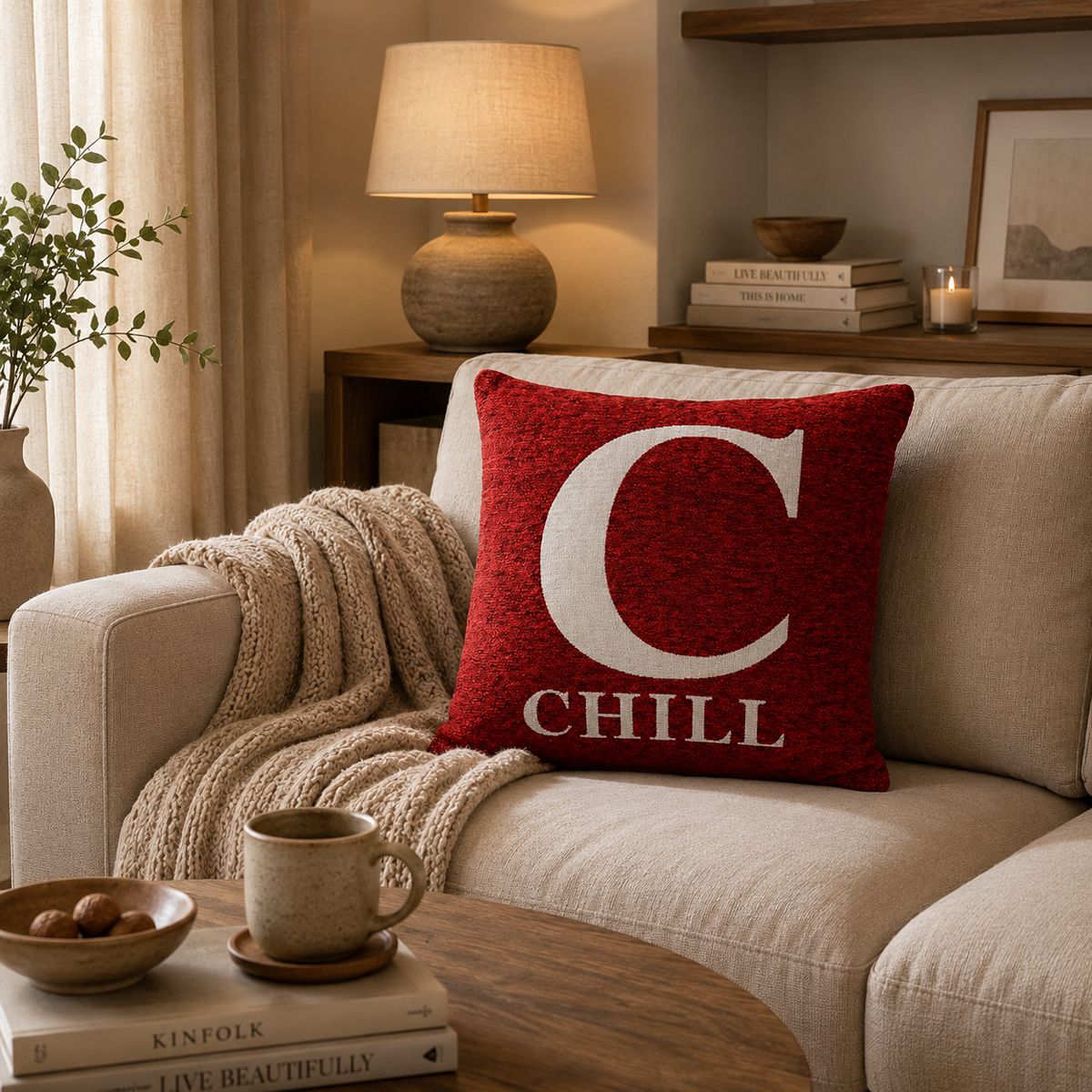 Orsina Chill Words Cushion in Red