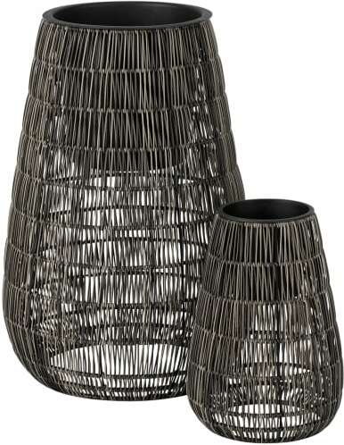 Nadda Set of 2 Tall Polyrattan Plant Stands, Brown