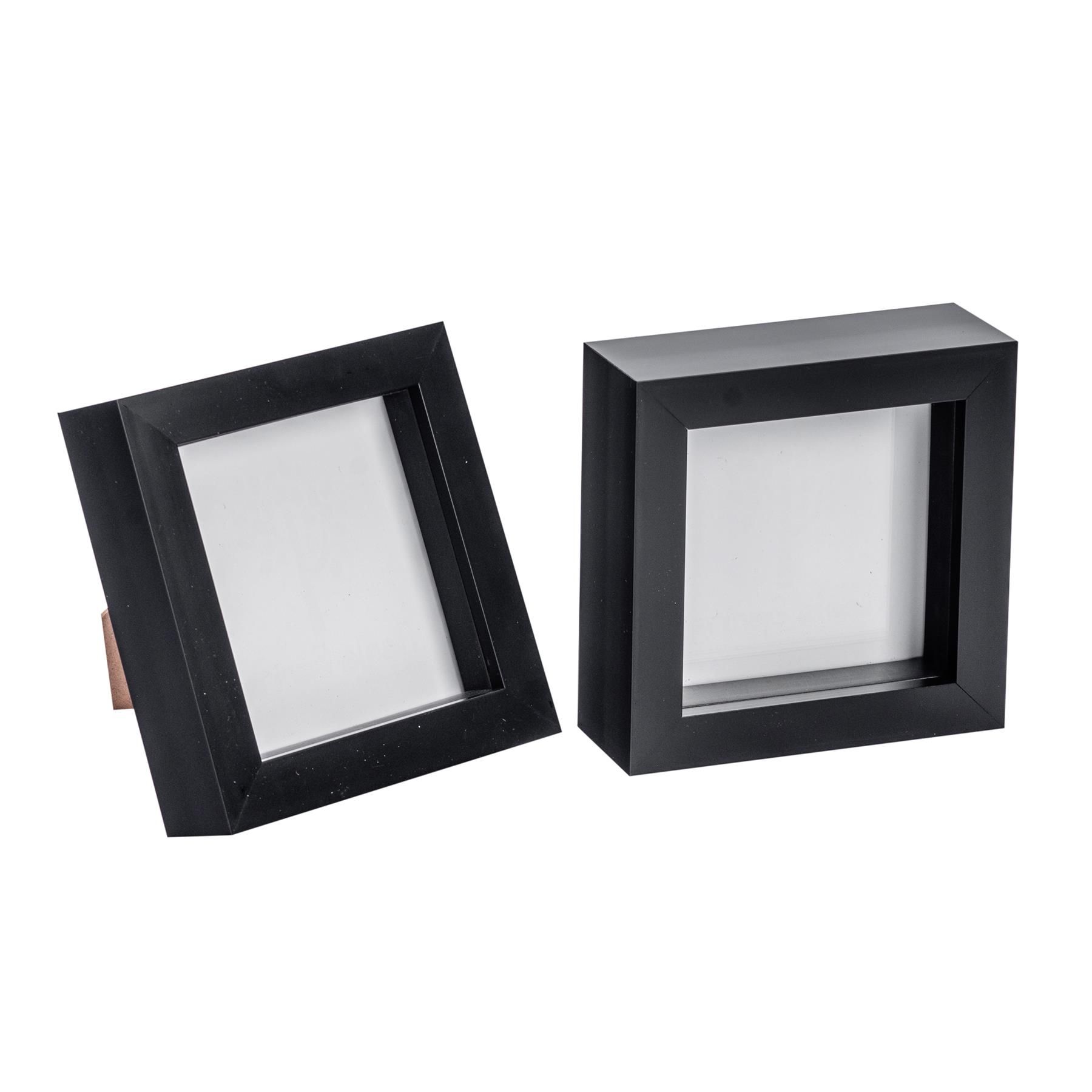 Nicola Spring 3D Box Photo Frames - 4 x 4" - Pack of 2 in Black 1