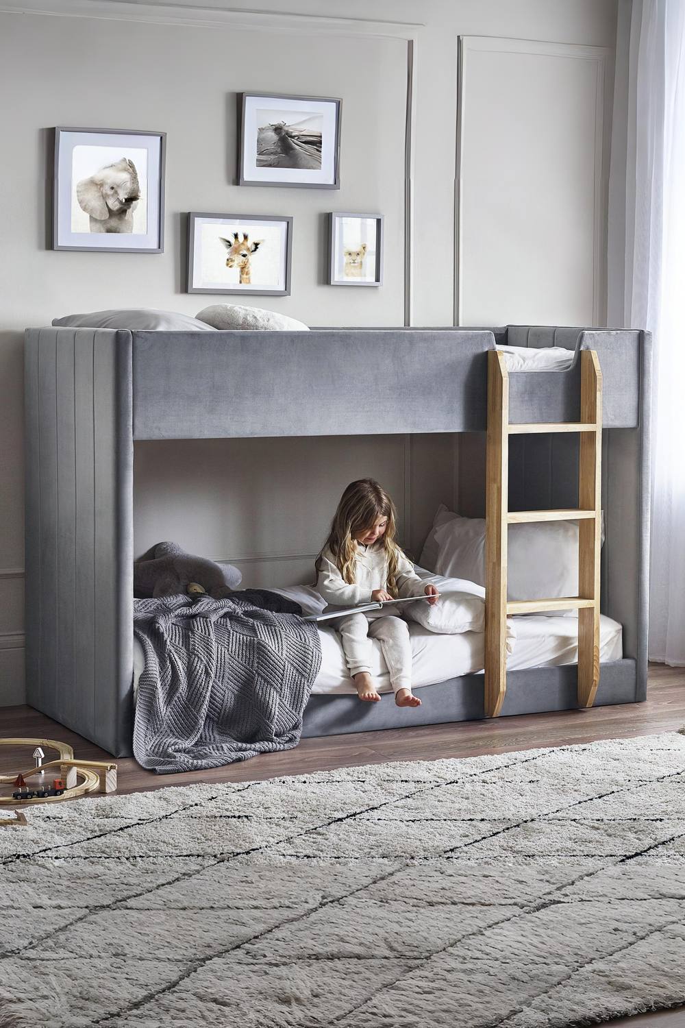 Julian Bowen Daytona Single Grey Velvet Bunk Bed