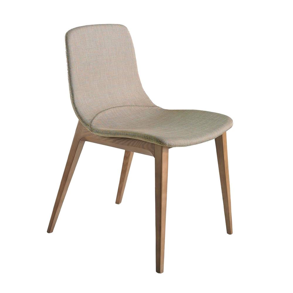 Angel Cerda Beige Upholstered Dining Chair with Walnut-Coloured