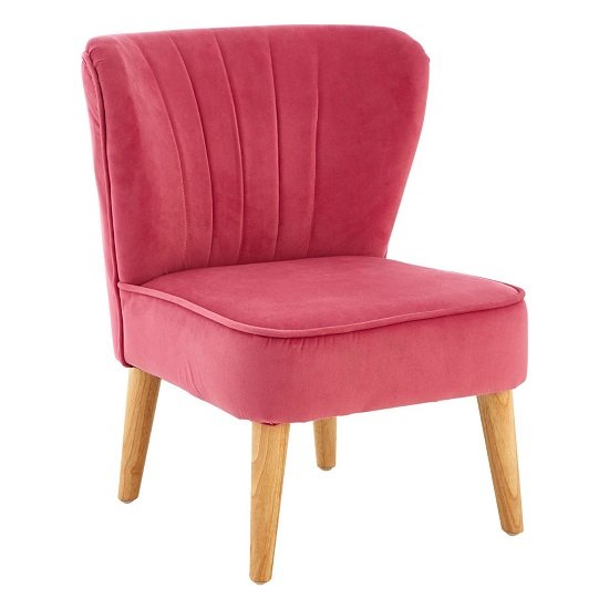 Cabane Kids Chair In Pink Velvet With Wooden Legs