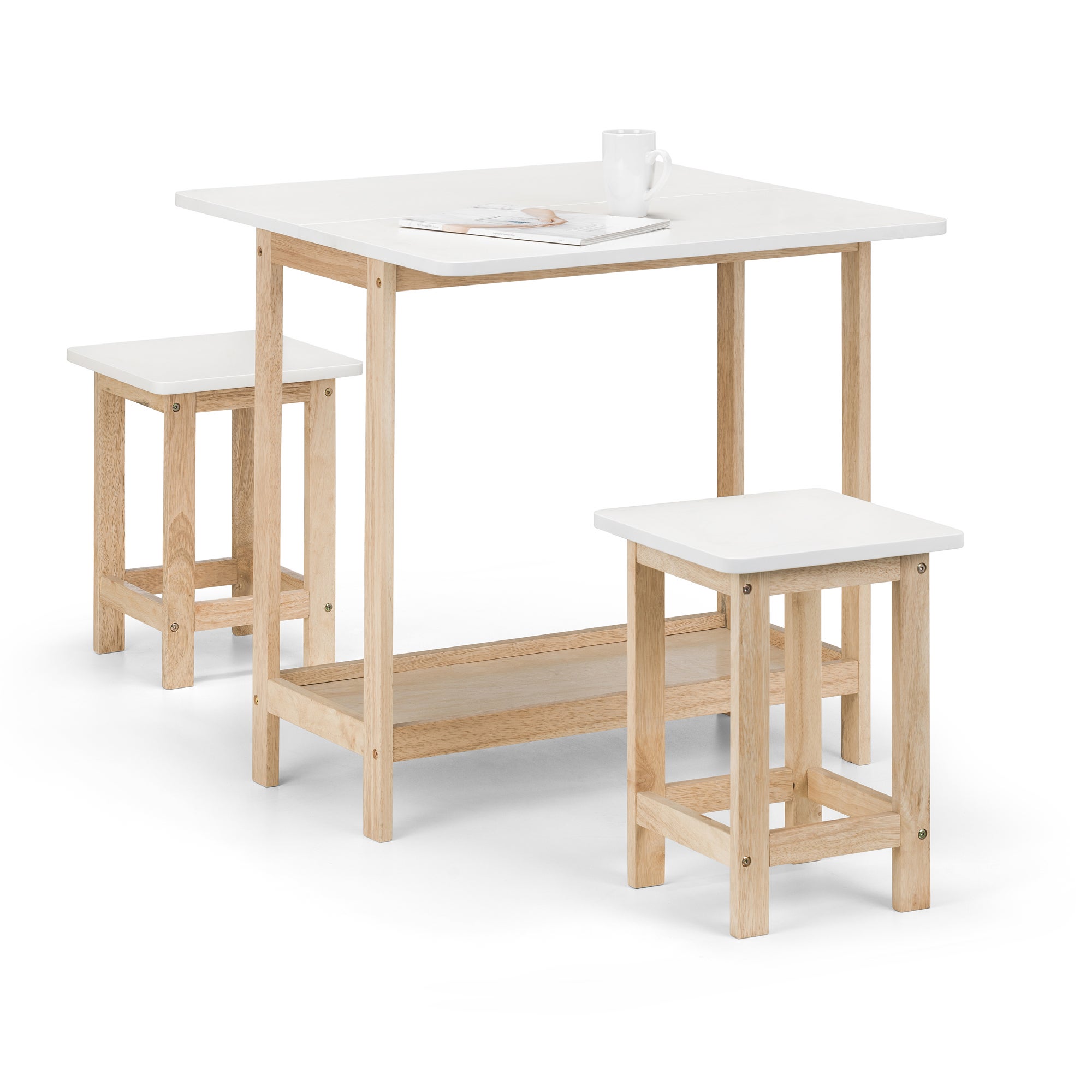Bergen Bar Set with 2 Stools White