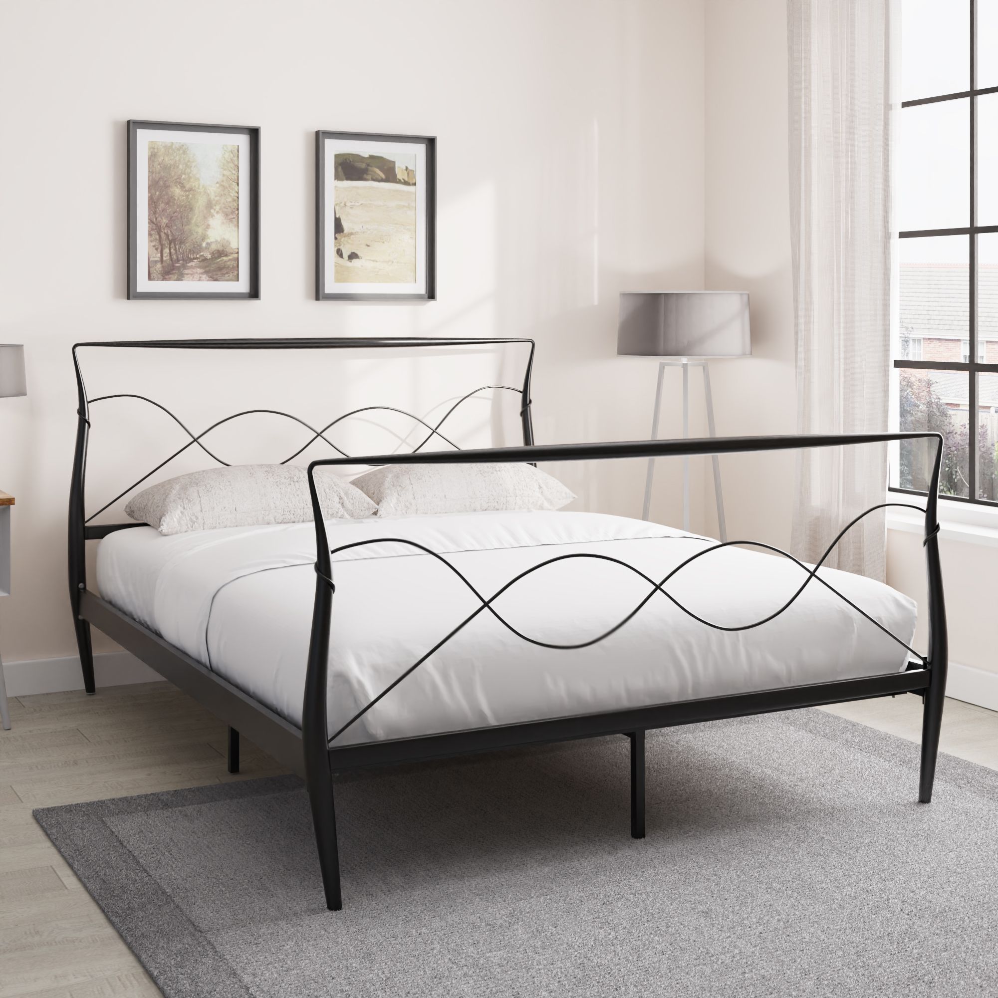 GFW Rimini Metal Bedstead in Black
