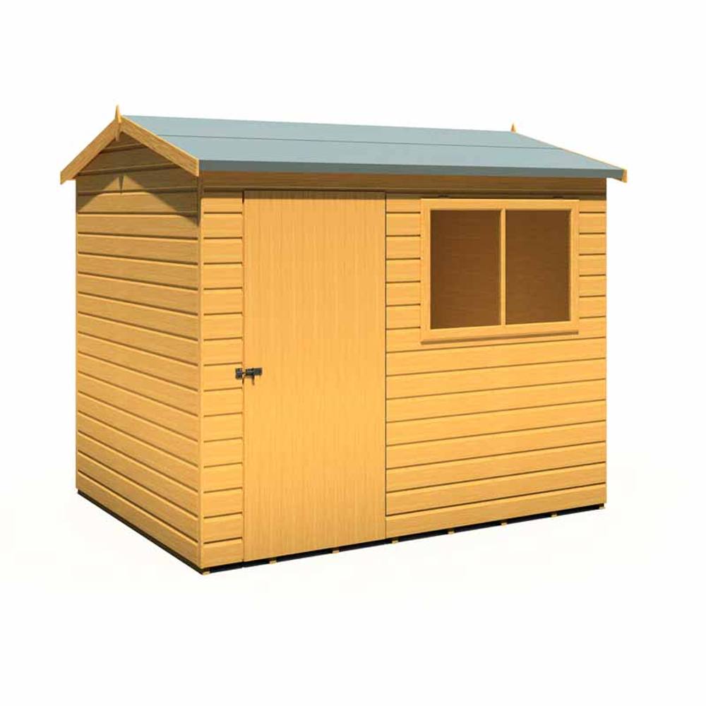 Shires Lewis 8 x 6 Feet Single Door Reverse Apex Style D Shed in Brown 2