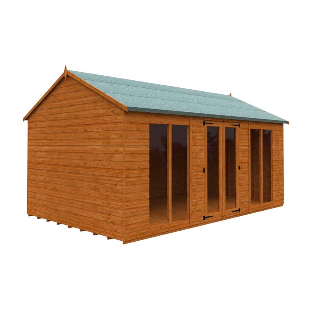 Buttercup Farm 16x10 Feet Full Pane Workman Apex 12mm Shed - Solid Wood/Softwood/Pine in Burnt Orange