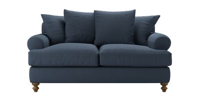 Teddy 2 Seat Sofa Bed in Midnight Blue Brushed Linen Cotton - sofa.com