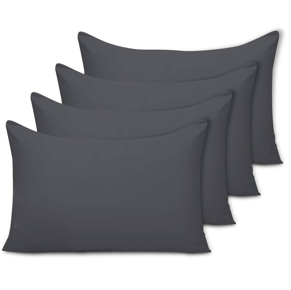 Grace Microfiber Pillow Cases Pack of 4 with Envelope Closure in Charcoal