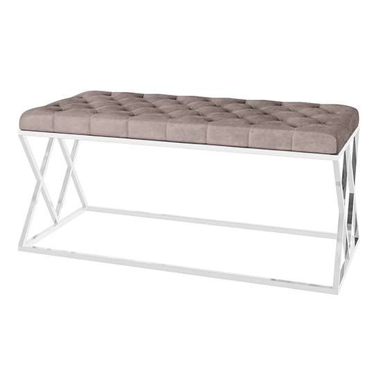 Adele Velvet Fabric Upholstered Dining Bench In Mink