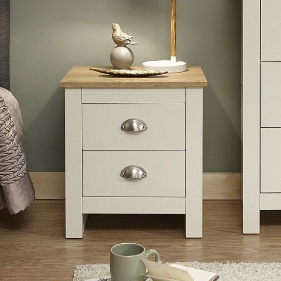 Crick Bedside Cabinet In Cream With Oak Effect Top