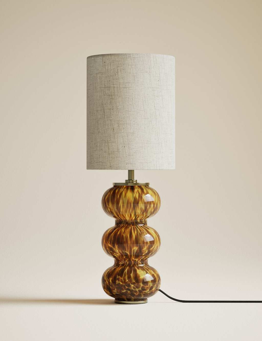 M&S Tortoise Shell Glass Twist Base Table Lamp Brown