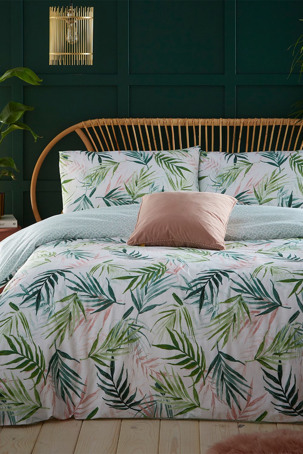 Furn Bali Palm Botanical Reversible Duvet Cover Set in Green
