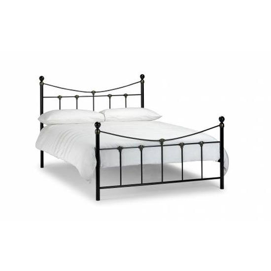Ramy 135cm Metal Bed In Satin Black With Antique Gold Highlights