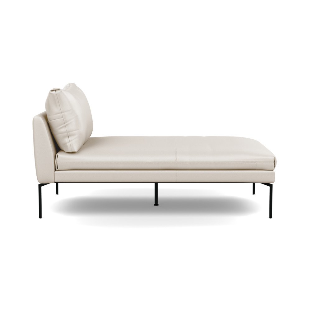 Heal's Matera Chaise Longue Leather Hide Panna 7183 Black Feet