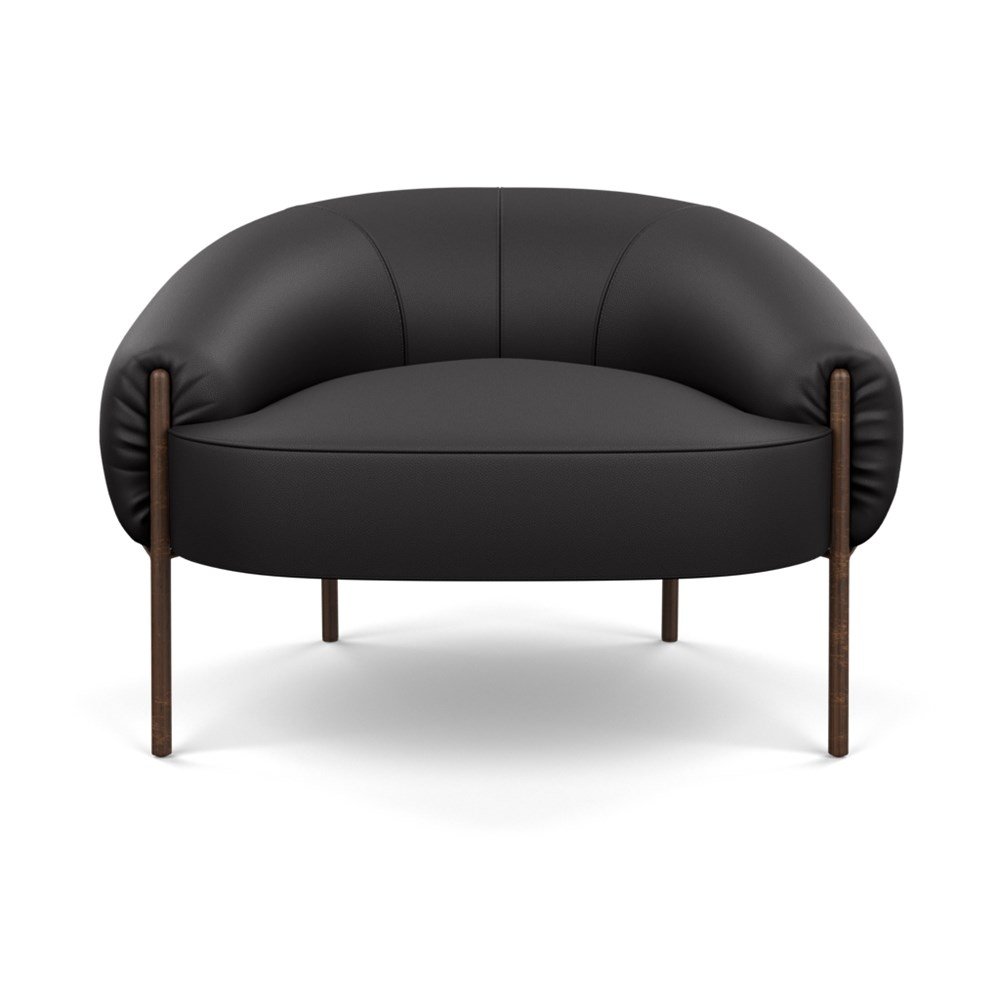 Heal's Isola Armchair Leather Grain Graphite 063 Bronze Feet