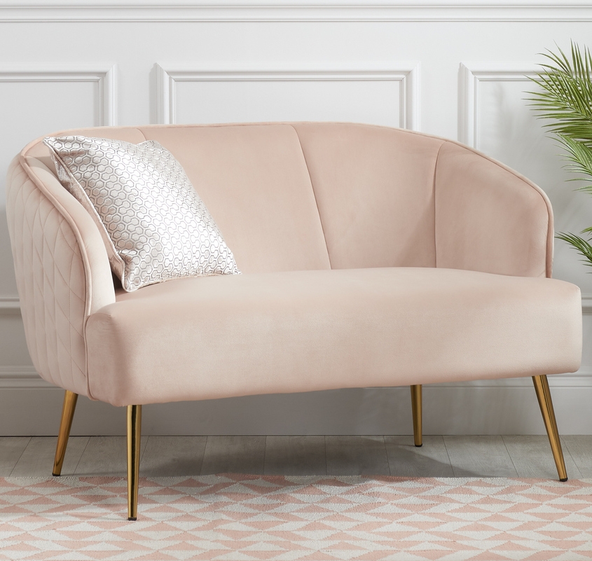 Bella Pink Fabric 2 Seater Sofa