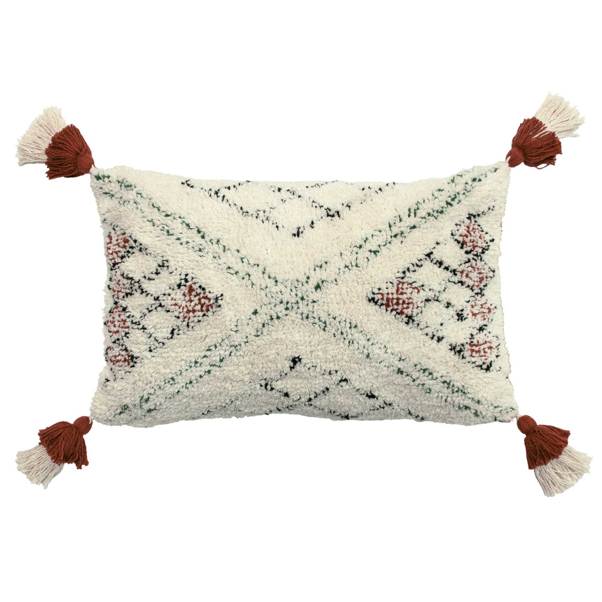 Tufted and Tassel Cushion, Brick