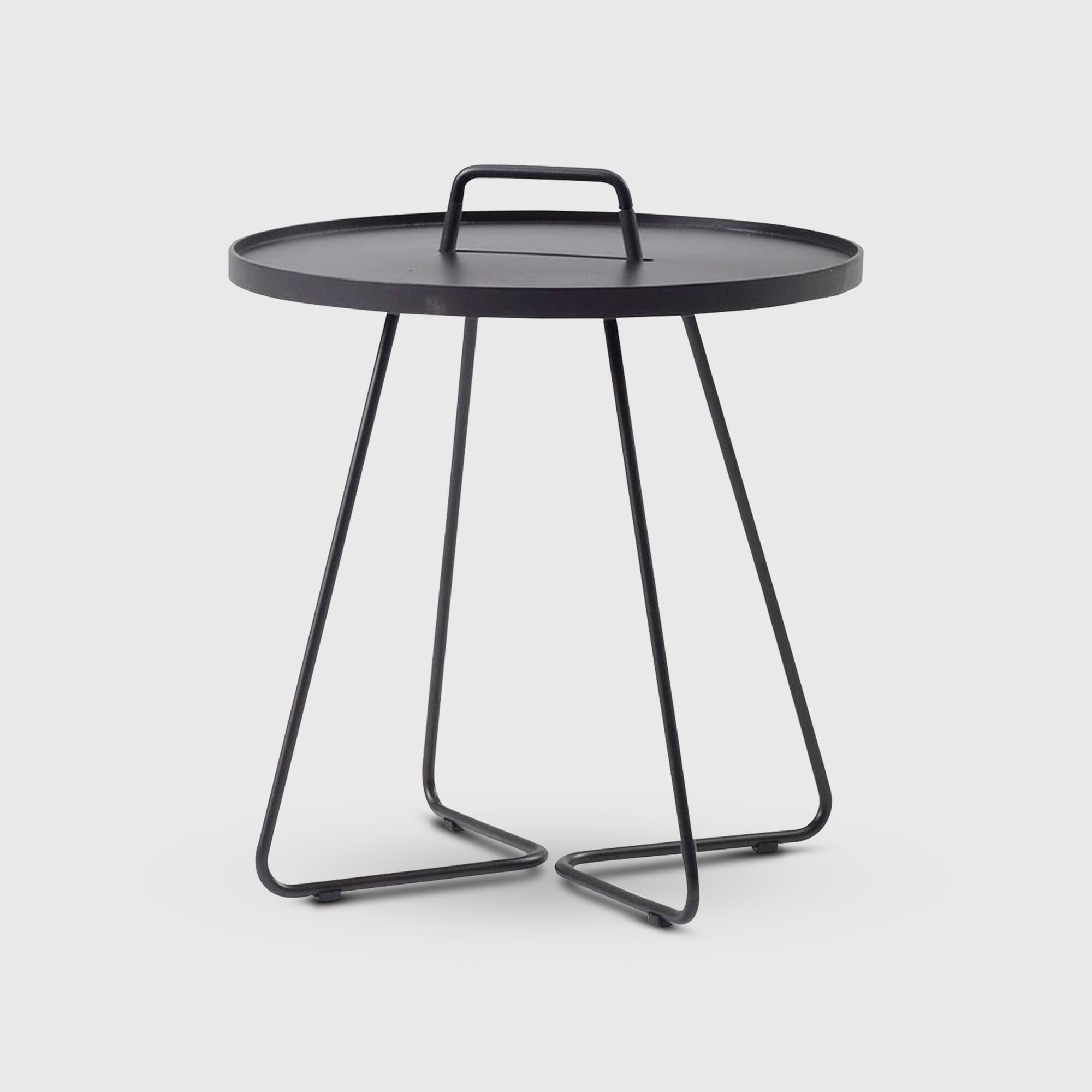 Cane Line On The Move Large Side Table, Round, Black Metal | Barker & Stonehouse