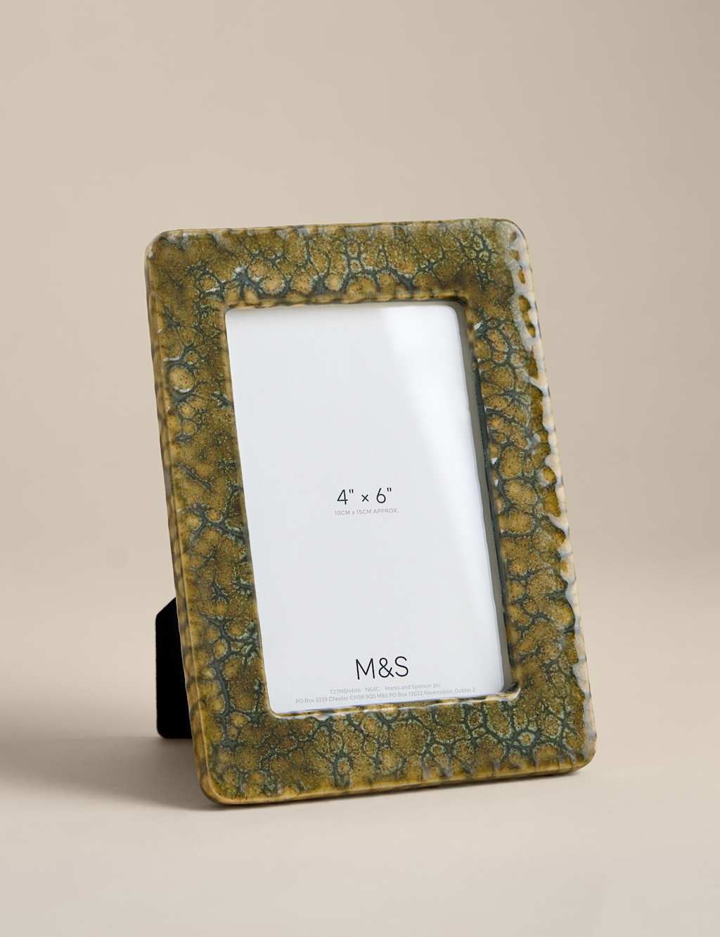M&S Reactive Glaze Ceramic Photo Frame 4x6 inch Dark Green
