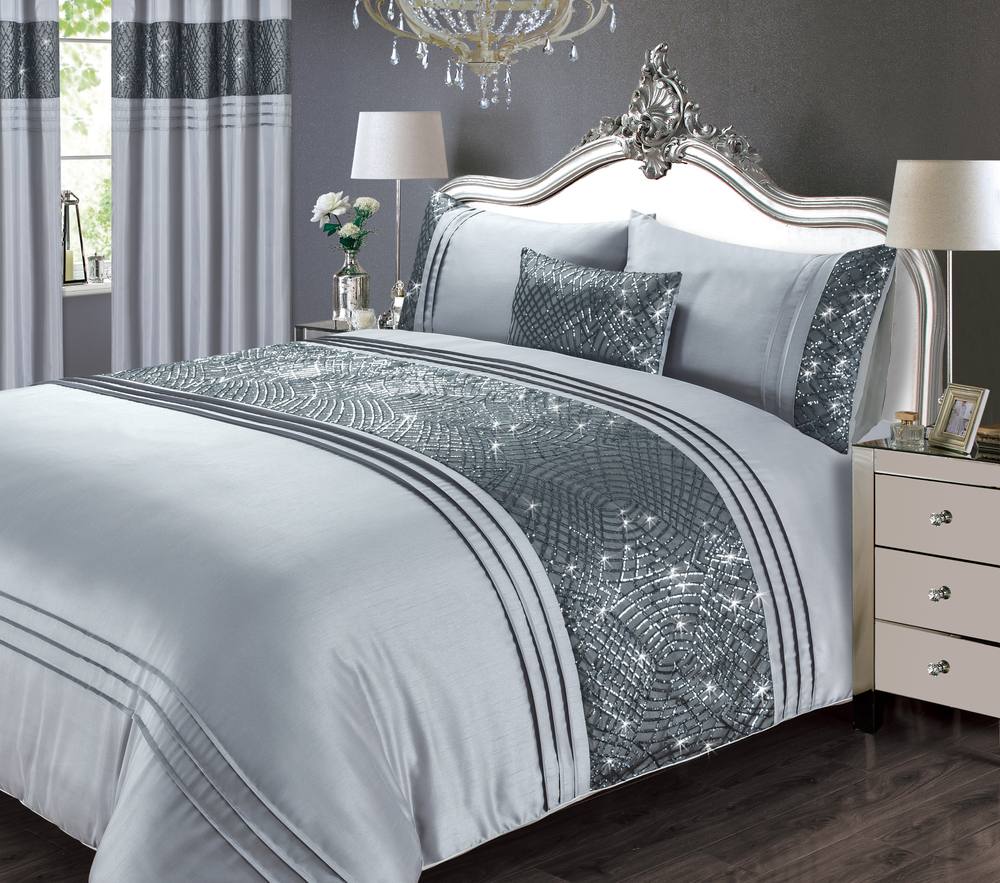 Rapport Home Charleston Polycotton Duvet Cover Set with Pillowcase in Grey